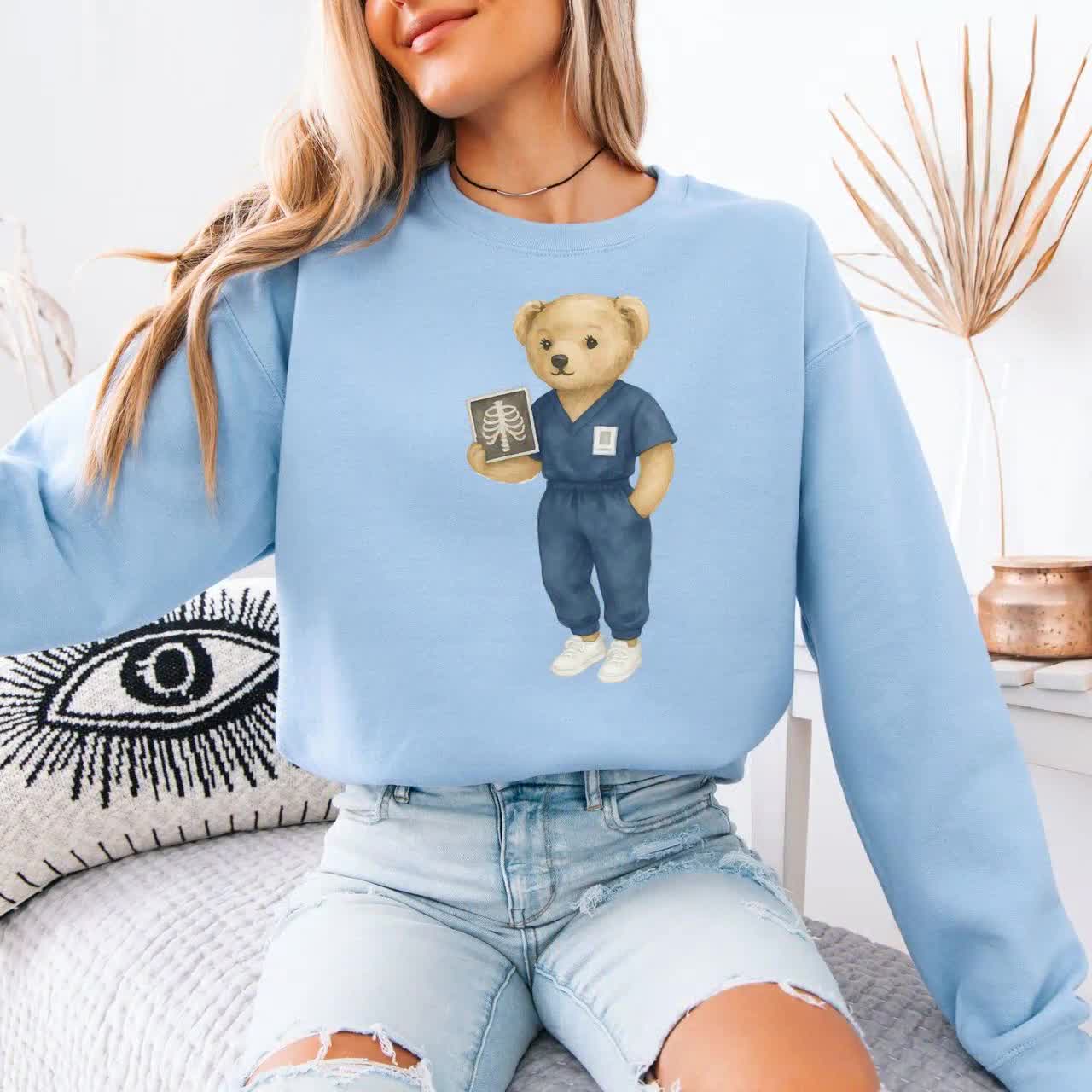 Preppy Teddy Bear Radiology Nurse Sweatshirt, Trendy Radiologist